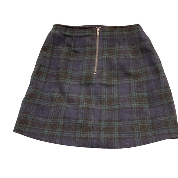 Hollister Green/Blue Plaid A-Line Mini Skirt Ultra High-Rise - Picture 4 of 11